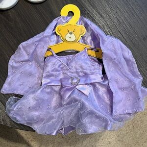 Build A Bear Purple Satin Party Dress With Shawl For BAB Plush Bears
